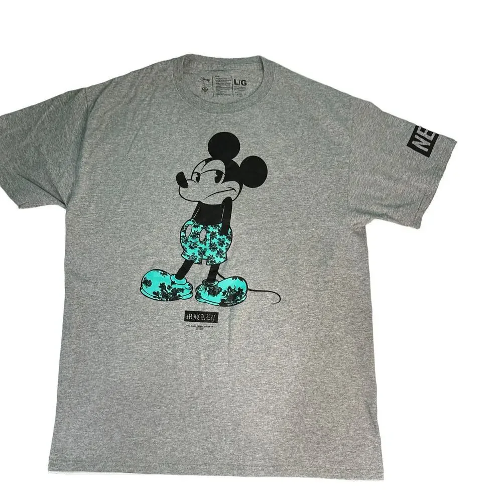 Disney Mickey Mouse Shirt Mens‎ Large Neff Too Many People Grow Up Gray Teal
